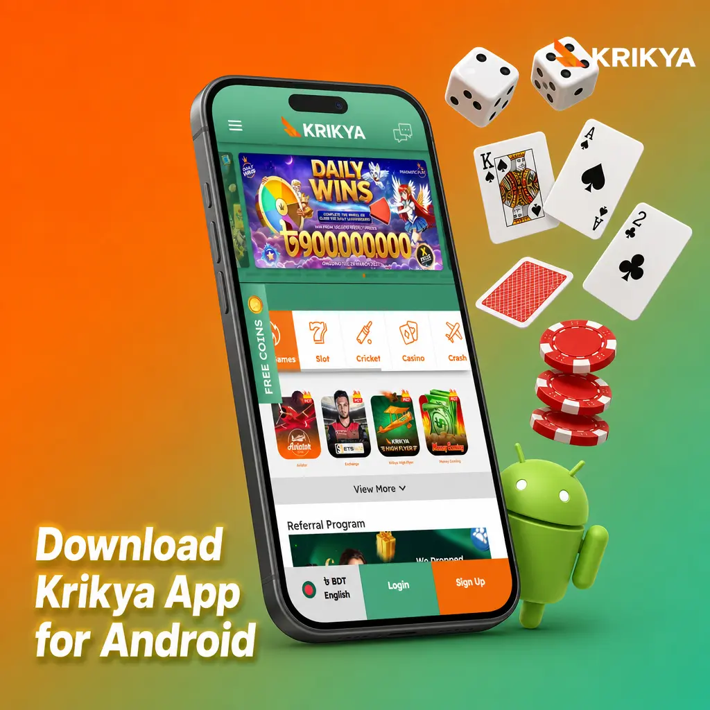 Krikya app running on an Android smartphone