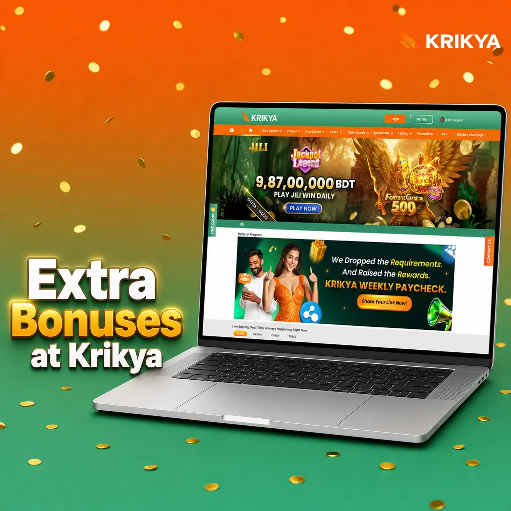 Krikya extra bonuses and promotions