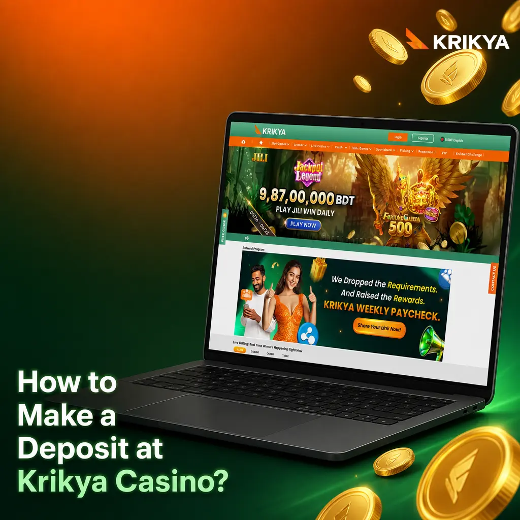 Steps to make a deposit at Krikya Casino