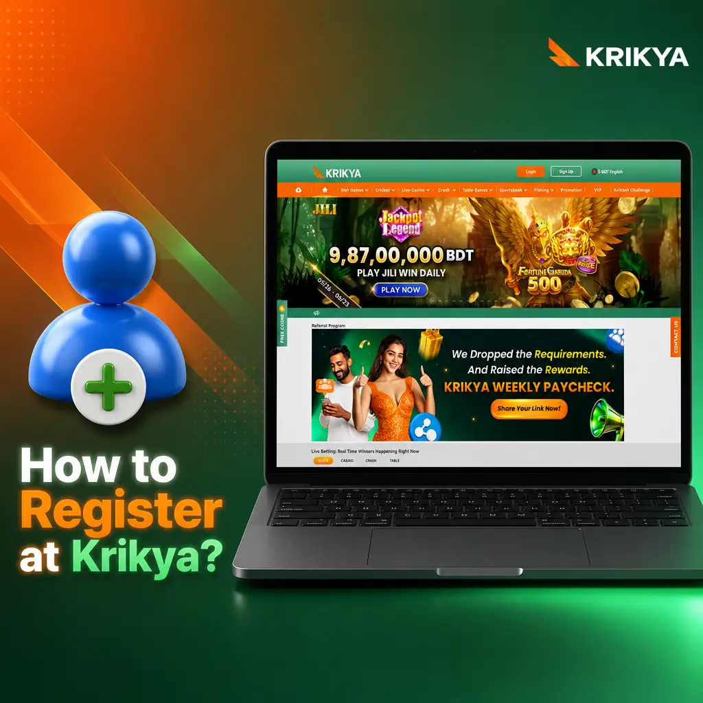 Krikya registration form on mobile screen