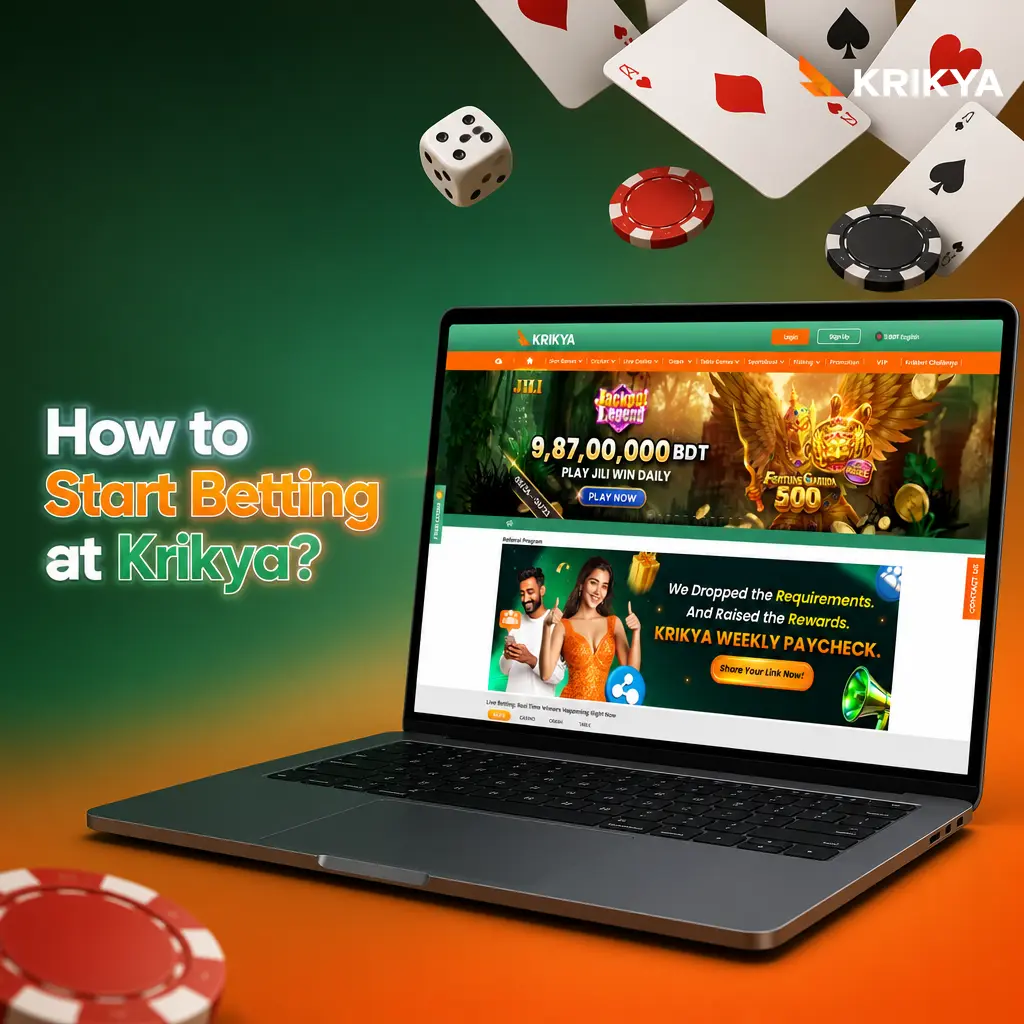 Steps to start betting at Krikya illustrated