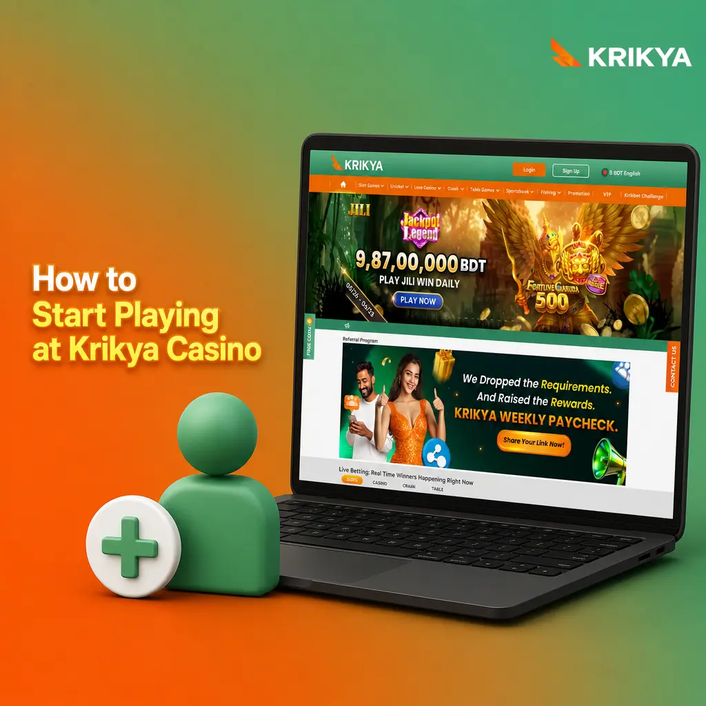 Player registering an account at Krikya Casino