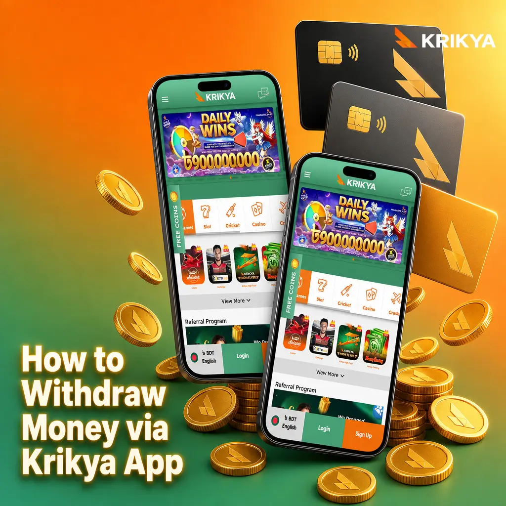 Krikya app withdrawal screen showing payment methods
