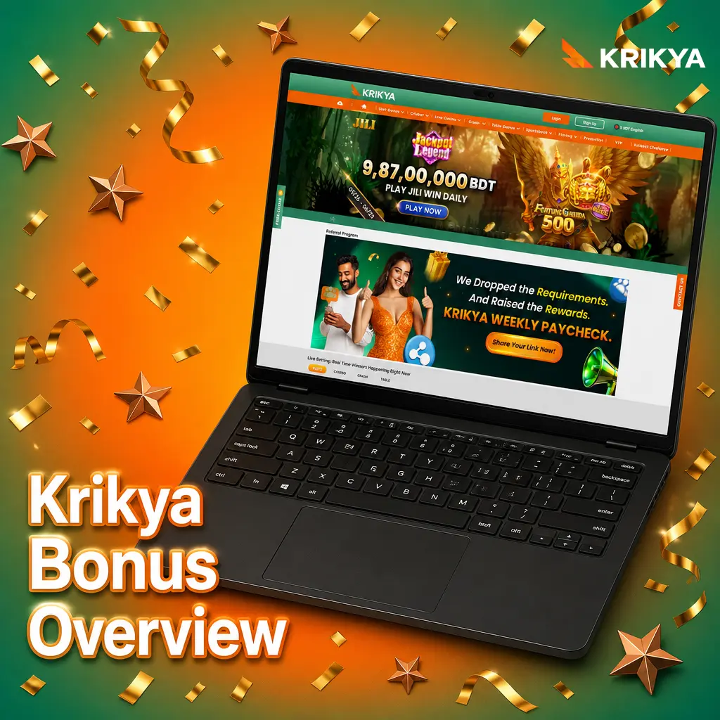 Krikya bonus categories overview