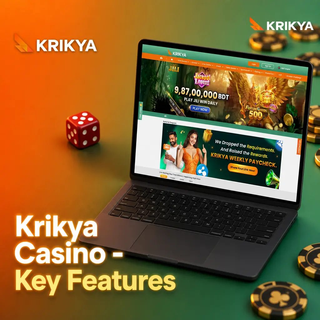 Krikya Casino key features and games
