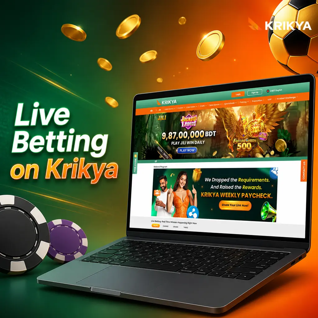 Live betting screen on Krikya showing odds and match statistics