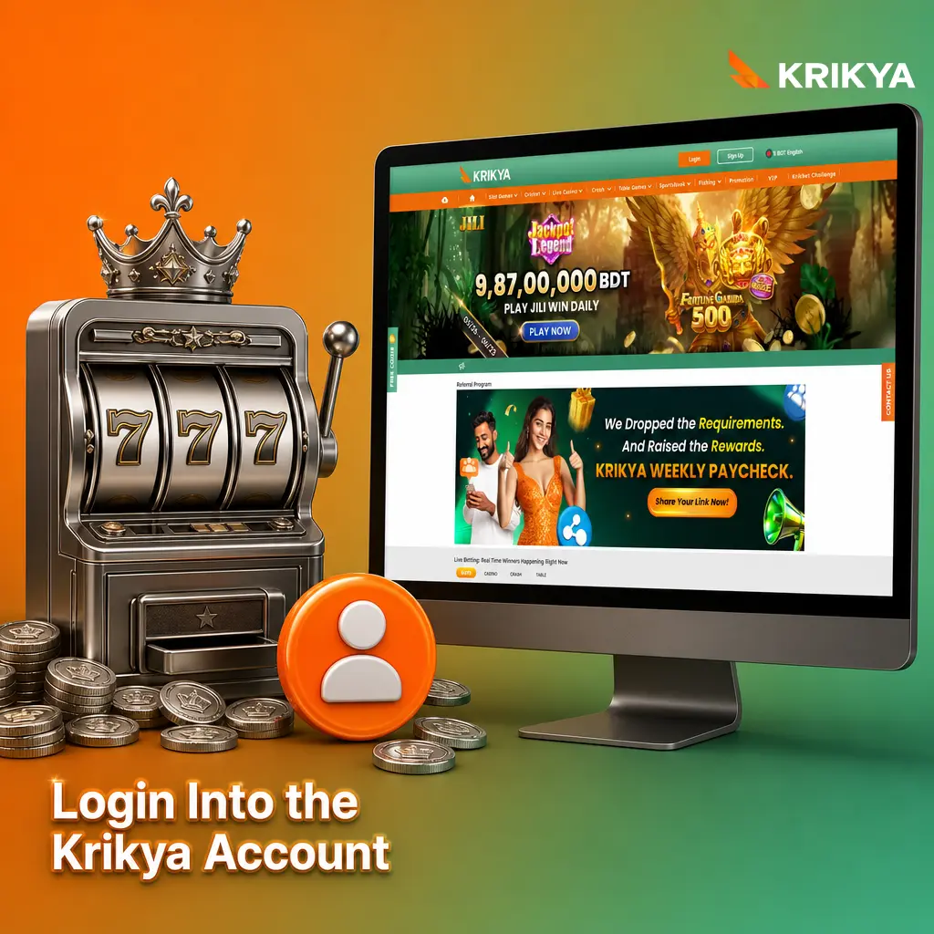 Krikya login screen on desktop and mobile