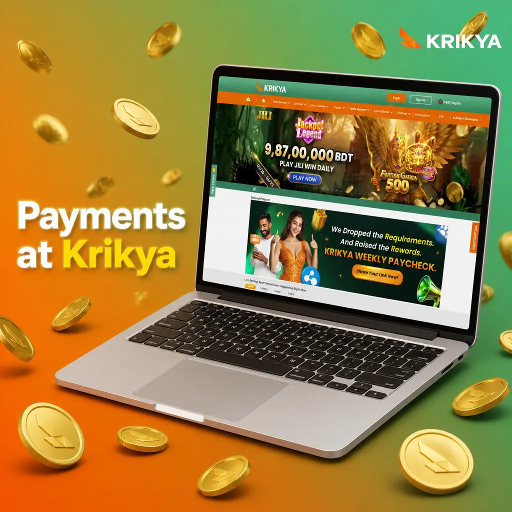 Krikya payment methods including bKash, Nagad, Rocket, Upay, SpeedPay and Payba